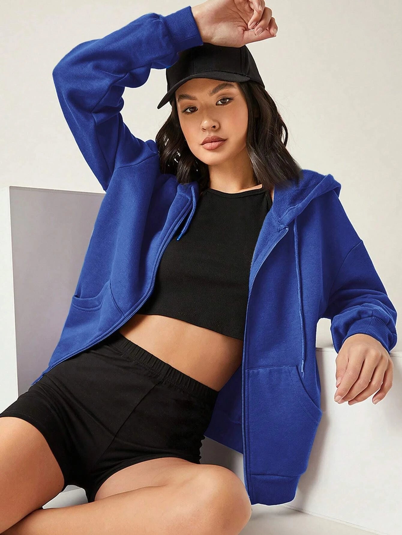 Hoodie Zippé Femme Streetwear - Sweat à Capuche Chaud Fleece