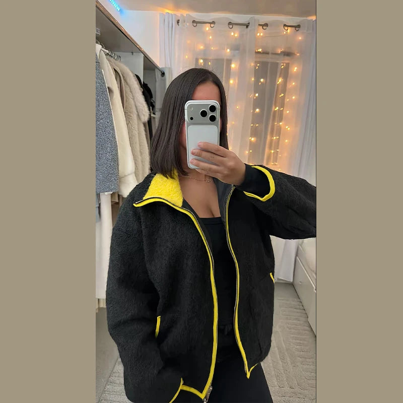 Casual Turtleneck Knitted Ribbed Women Sweater Loose Full Sleeve Zippers Cardigan 2026 Spring Fashion Lady Minimalist Outerwear