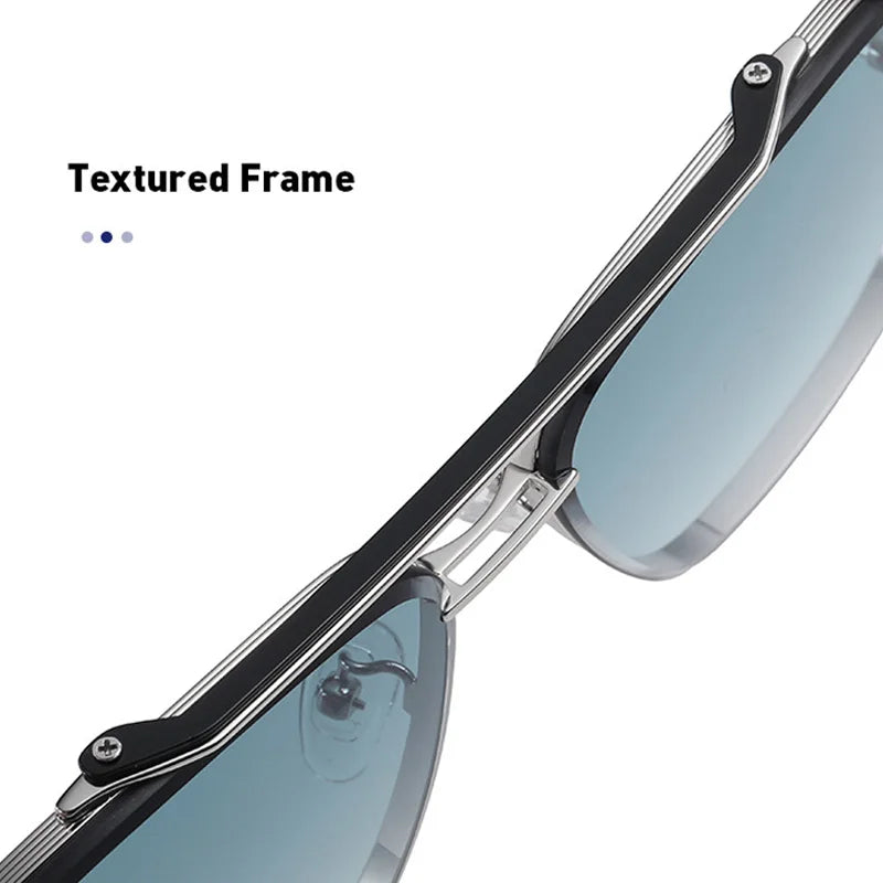 Nouvelles Lunettes de Soleil Dégradées pour Hommes, Monture Métallique Tendance, Grande Taille, Design de Marque, Luxe, Lunettes de Soleil Homme
