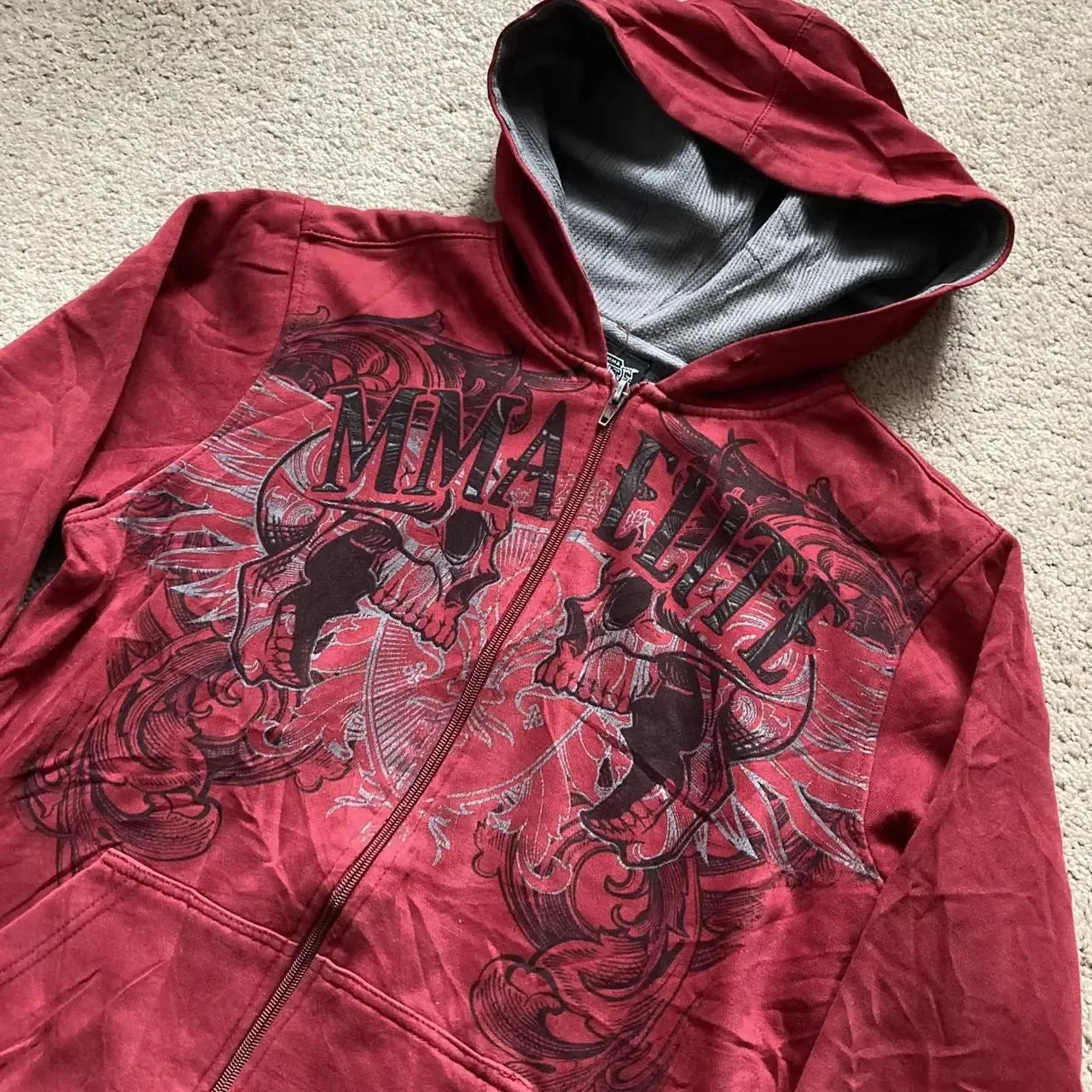 Y2K Street New Fashion Oversized Skull Print Sweater Hoodie Men Harajuku Vintage Hip Hop Popular Casual Sports Hooded Sweater