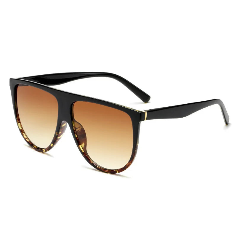 Lunettes de soleil oversize rétro pour femmes 2026 Marque Lunette Soleil Femme Grande monture à dessus plat Lunettes de créateur Teintes vintage