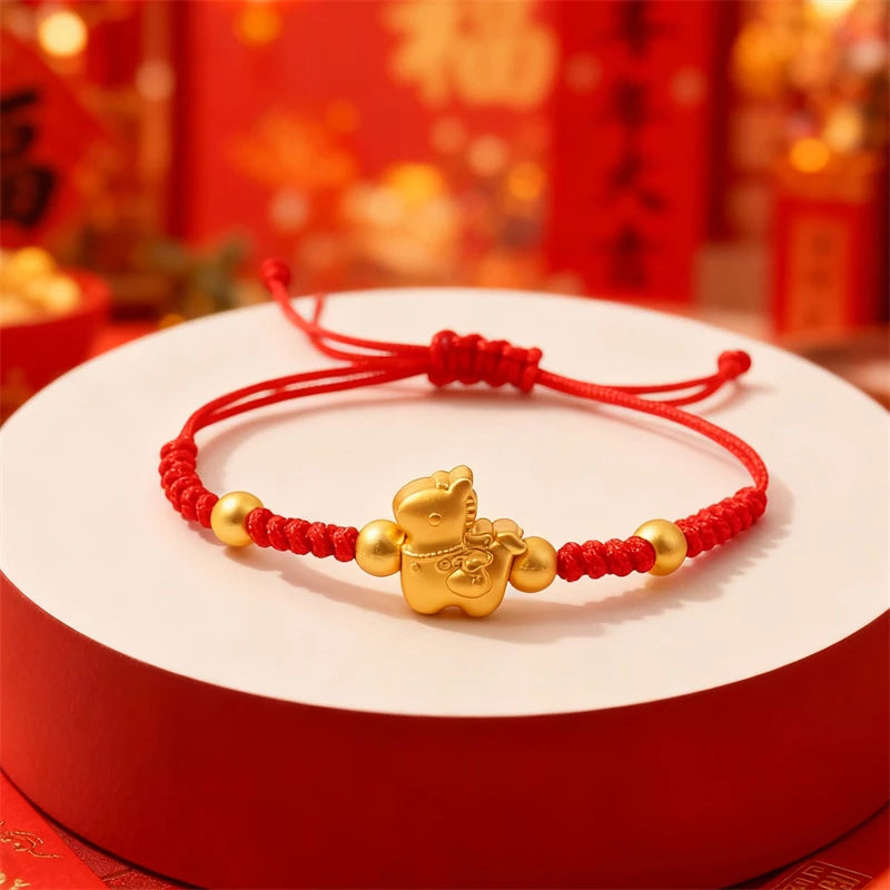 2026 Horse Year Red Lucky Braided Rope Bracelet For Women Chinese Style Horse Beaded Bracelets New Year Blessing Jewelry Gifts