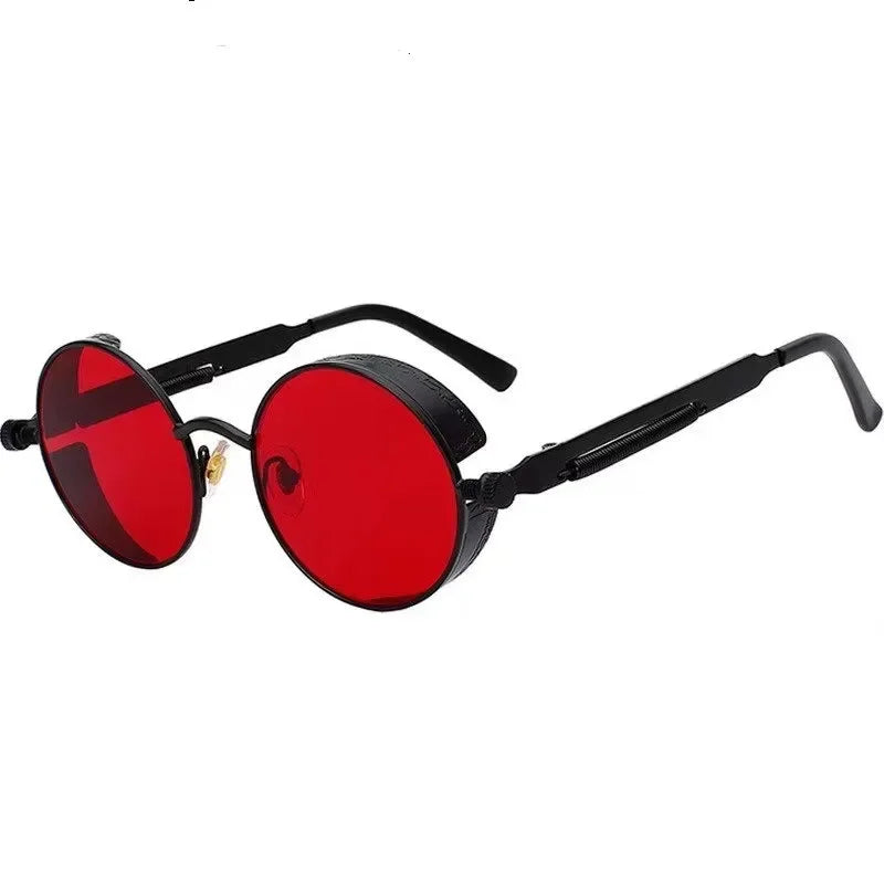 Lunettes de soleil steampunk classiques hommes femmes rétro gothique rond lunettes de soleil pour hommes mode punk fête conduite lunettes de soleil