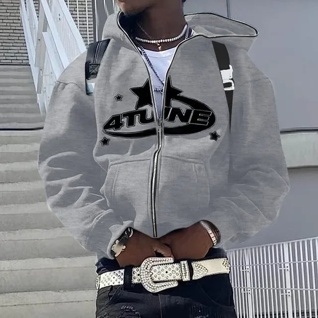 Hoodie Zippé Hip Hop Streetwear - Imprimé Lettres