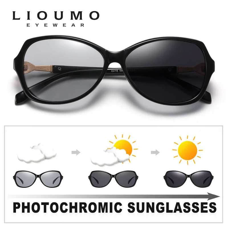 LIOUMO Lunettes de soleil polarisées en cristal – Photochromiques Femme