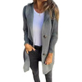 Cardigan Tricoté à Capuche Femme - Manteau Long avec Poches