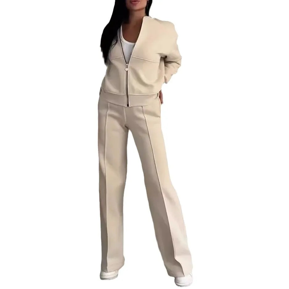 Ensemble Femme 2 Pièces Casual - Veste Zippée Pantalon Poches Automne 2025