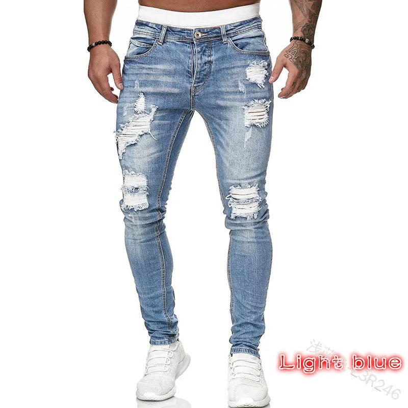 Men's Stretch Straight Leg Jeans – Casual Streetwear Denim for All Seasons
