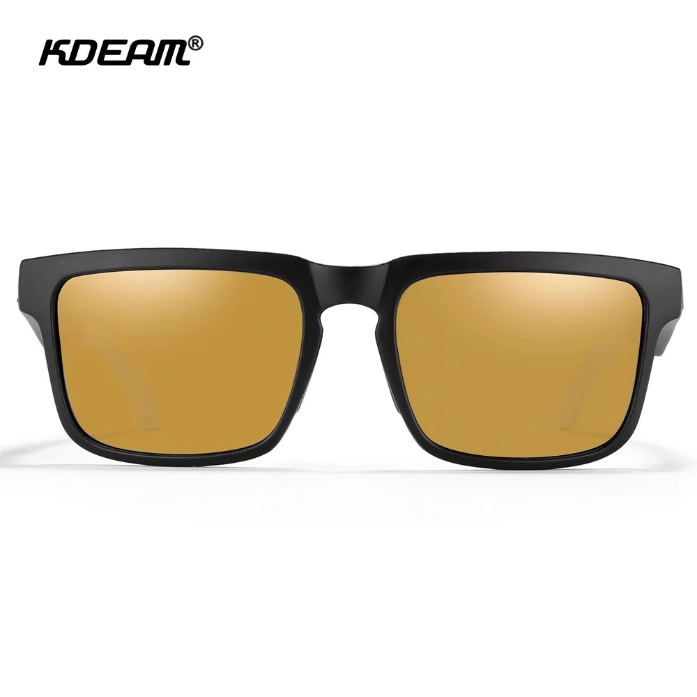 KDEAM Polarized Square Sunglasses — Colorful Lens + Hard Case