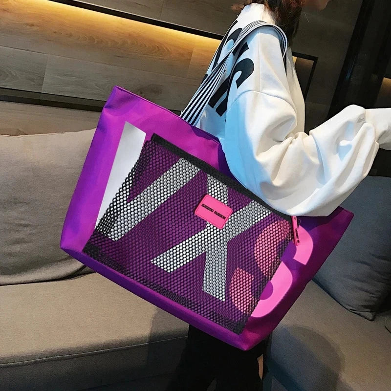 Tote Bag Nylon Waterproof – Grand Sac Femme Zippé Multi-Poches
