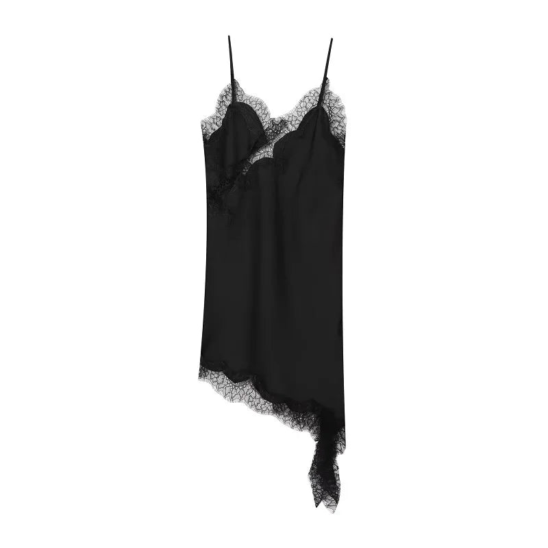 Lace Slip Mini Dress Women Satin Backless Summer Dress Woman Asymmetric Party Women's Dress Sexy Beach Dresses for Women