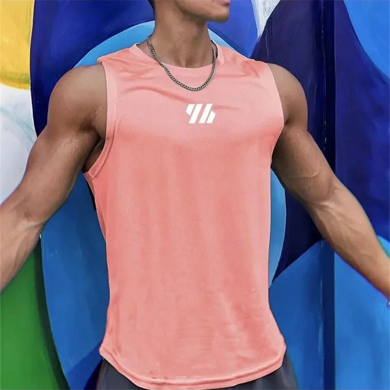 2026 newest Summer Gym Vest High Quality mesh Shirt Sleeveless T-shirts Men Tank Tops running Fitness Sports Vest men Clothing
