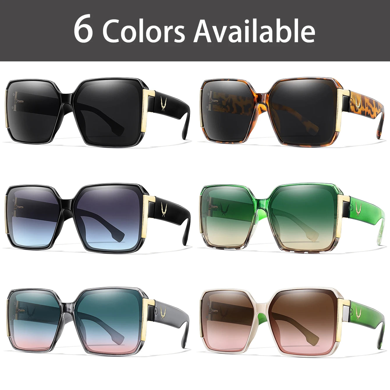 Lunettes de soleil carrées de luxe – Protection UV unisexe pour l'extérieur et le voyage