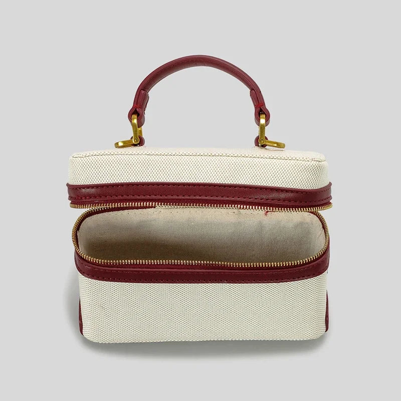 Women's Canvas Box Handbag – Fashion Style Rigid Shoulder Bag