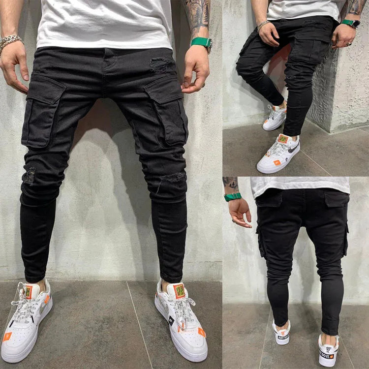 Men's Stretch Straight Leg Jeans – Casual Streetwear Denim for All Seasons