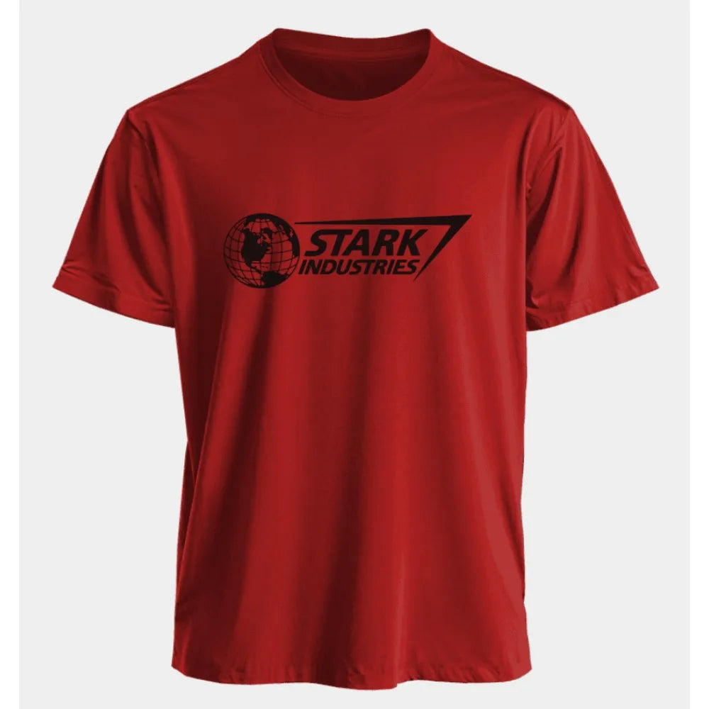 Marvel Men's and Women's T-shirts Iron Man Stark Industries Summer American Spring and Autumn Oversized Sporty Short-sleeved