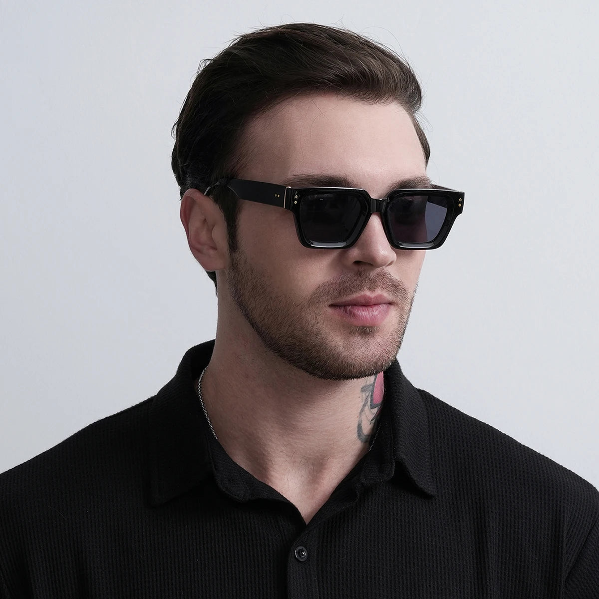 Ruiao Luxury Square Sunglasses for Men – Designer Black Shades UV400