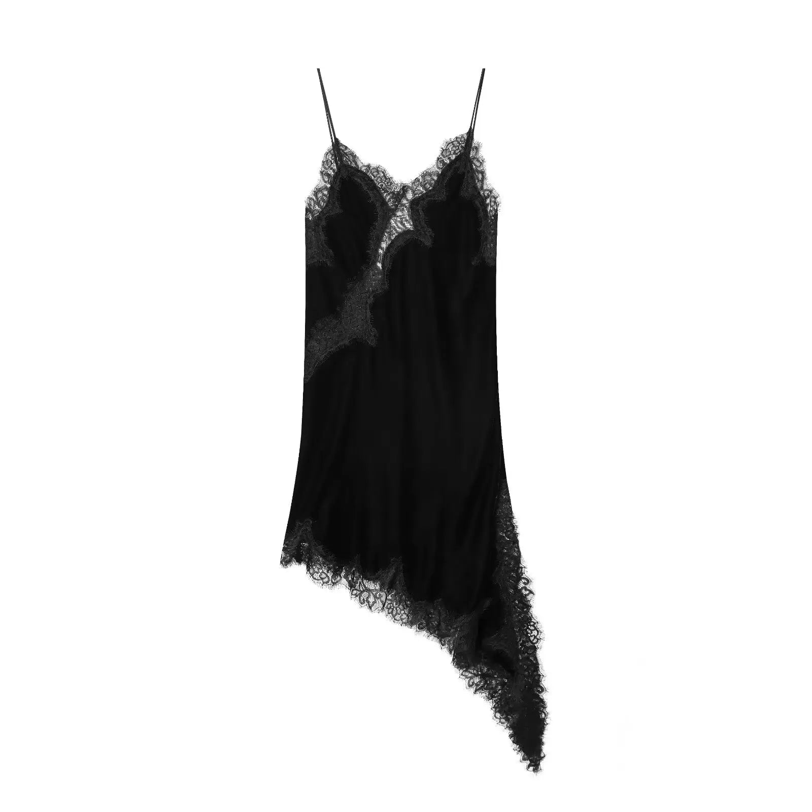 Mode Féminine Sexy Col V Dentelle Élégante Robe Halter Asymétrique Ourlet Robe 2026 Été Nouvelle Mode Vacances Fête Robes de Plage