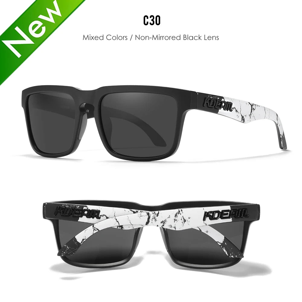 KDEAM Polarized Square Sunglasses — Colorful Lens + Hard Case