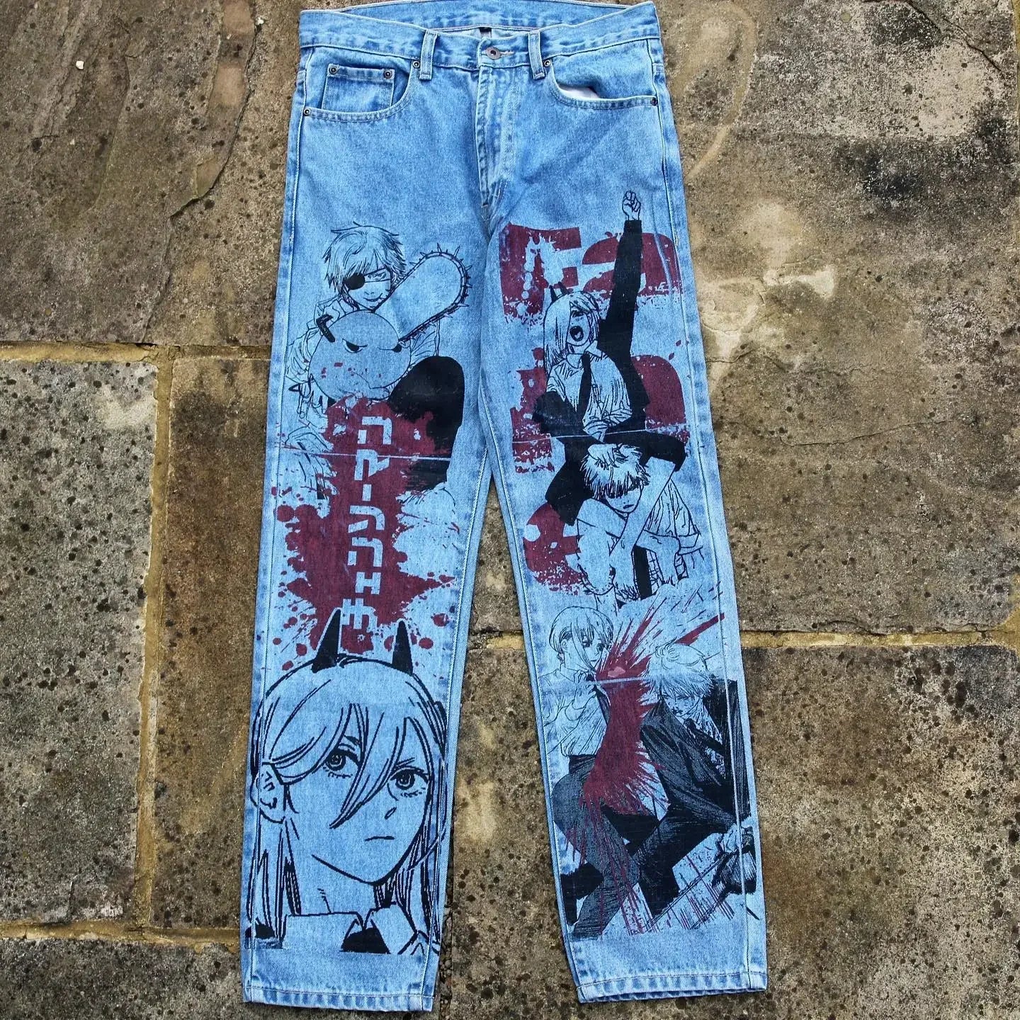 Jean Jujutsu Kaisen Streetwear mixte - Pantalon Large Harajuku Y2K