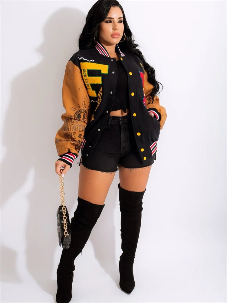 Winter Jackets For Women 2026 Baseball Coats Varsity Jacket Clothes y2k Fall Buttons Long Sleeve Tops Jacket For Women