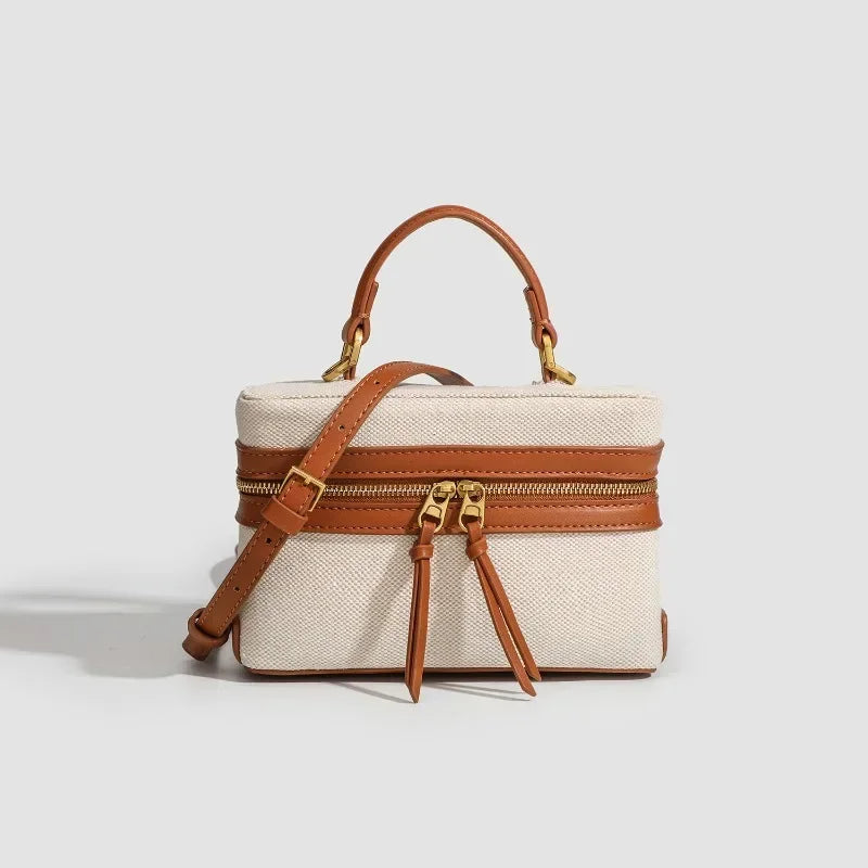 Women's Canvas Box Handbag – Fashion Style Rigid Shoulder Bag