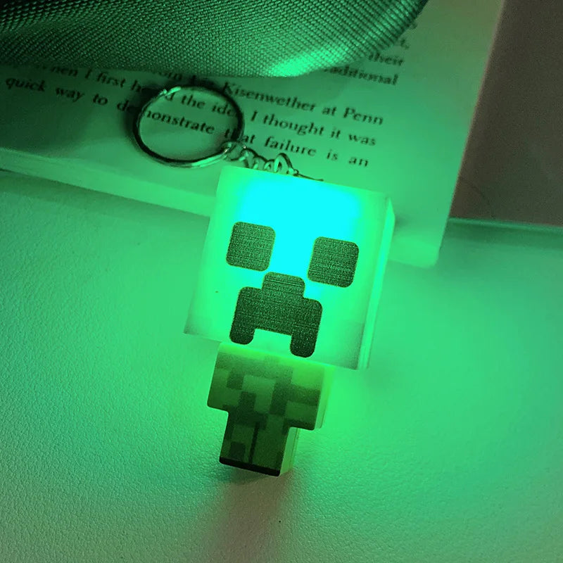 Porte-Clés Minecraft Lumineux - Mini Blocs 3D LED