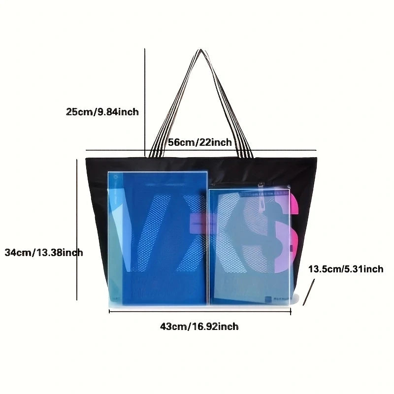Tote Bag Nylon Waterproof – Grand Sac Femme Zippé Multi-Poches