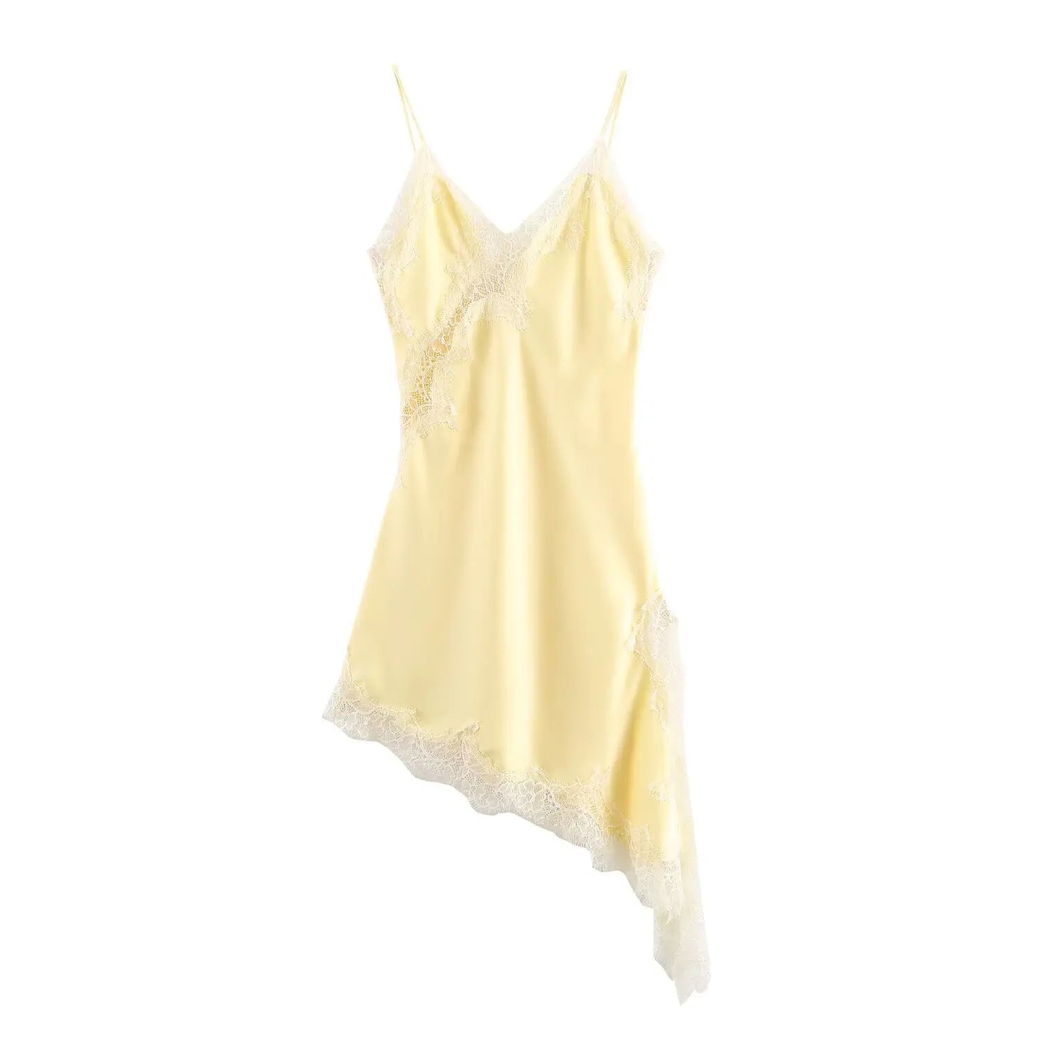 Mode Féminine Sexy Col V Dentelle Élégante Robe Halter Asymétrique Ourlet Robe 2026 Été Nouvelle Mode Vacances Fête Robes de Plage