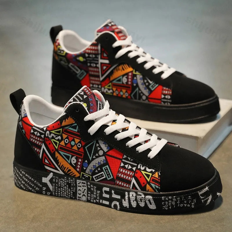 Baskets Graffiti Streetwear Homme - Sneakers Casual Plateforme