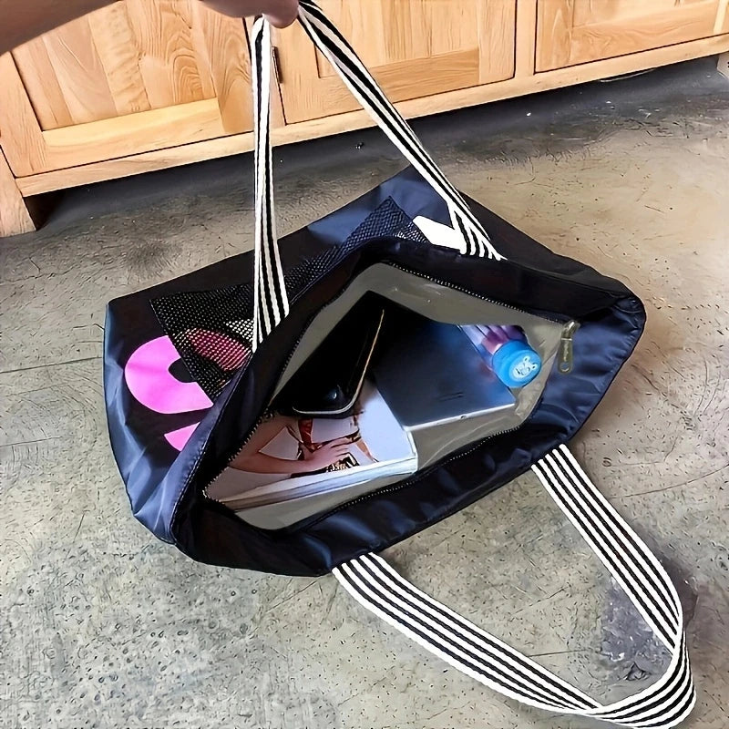 Tote Bag Nylon Waterproof – Grand Sac Femme Zippé Multi-Poches
