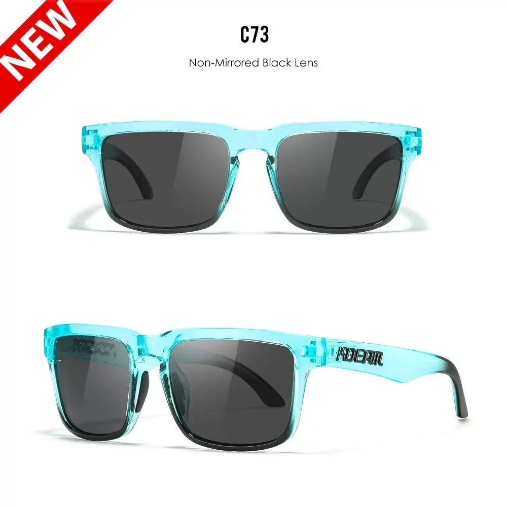 KDEAM Polarized Square Sunglasses — Colorful Lens + Hard Case