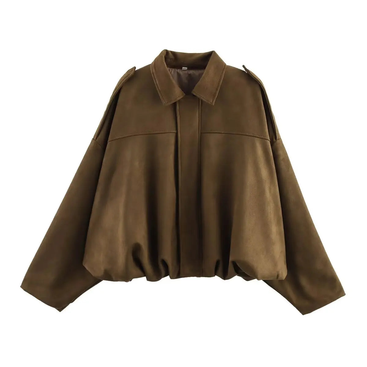 Women's Bomber Jacket – Suede Zip-Up Long Sleeves with Pockets | Streetwear Style