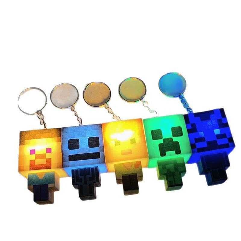 Porte-Clés Minecraft Lumineux - Mini Blocs 3D LED