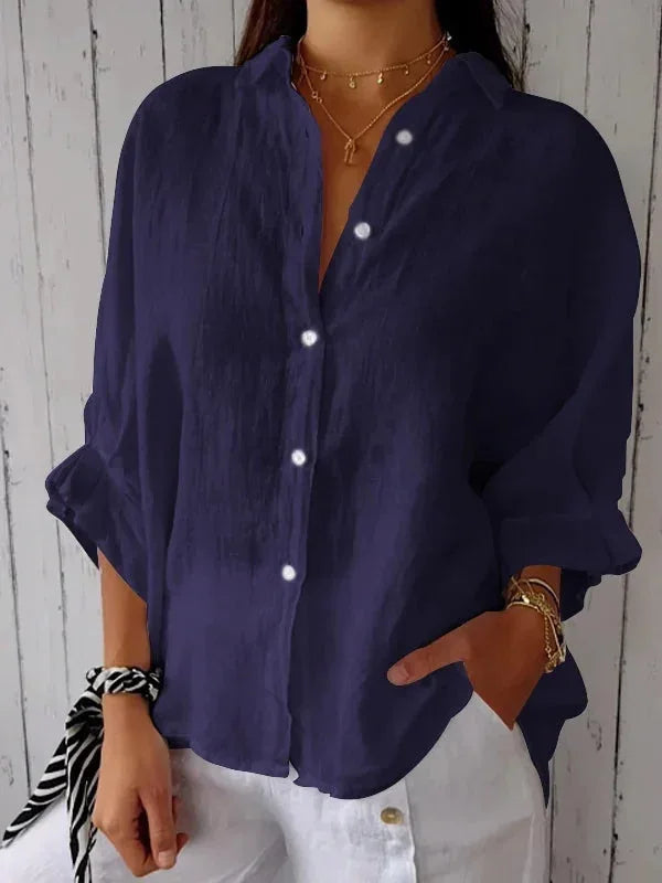 Loose Cotton Linen Shirts For Women Fashion Tie-back Lace-up Button Blouses And Tops 2024 Spring Summer Elegant Women's Shirt