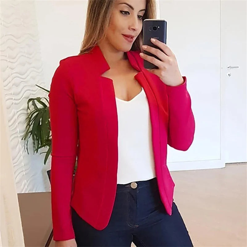 Women Thin White Blazers Autumn 2026 Female Summer Blazer Long Sleeve Open Stitch OL Womens Slim Coats Femme Ladies Black Tops