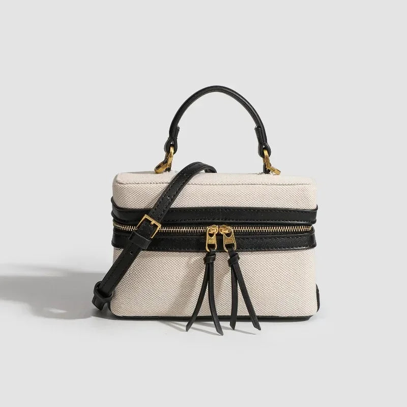 Women's Canvas Box Handbag – Fashion Style Rigid Shoulder Bag