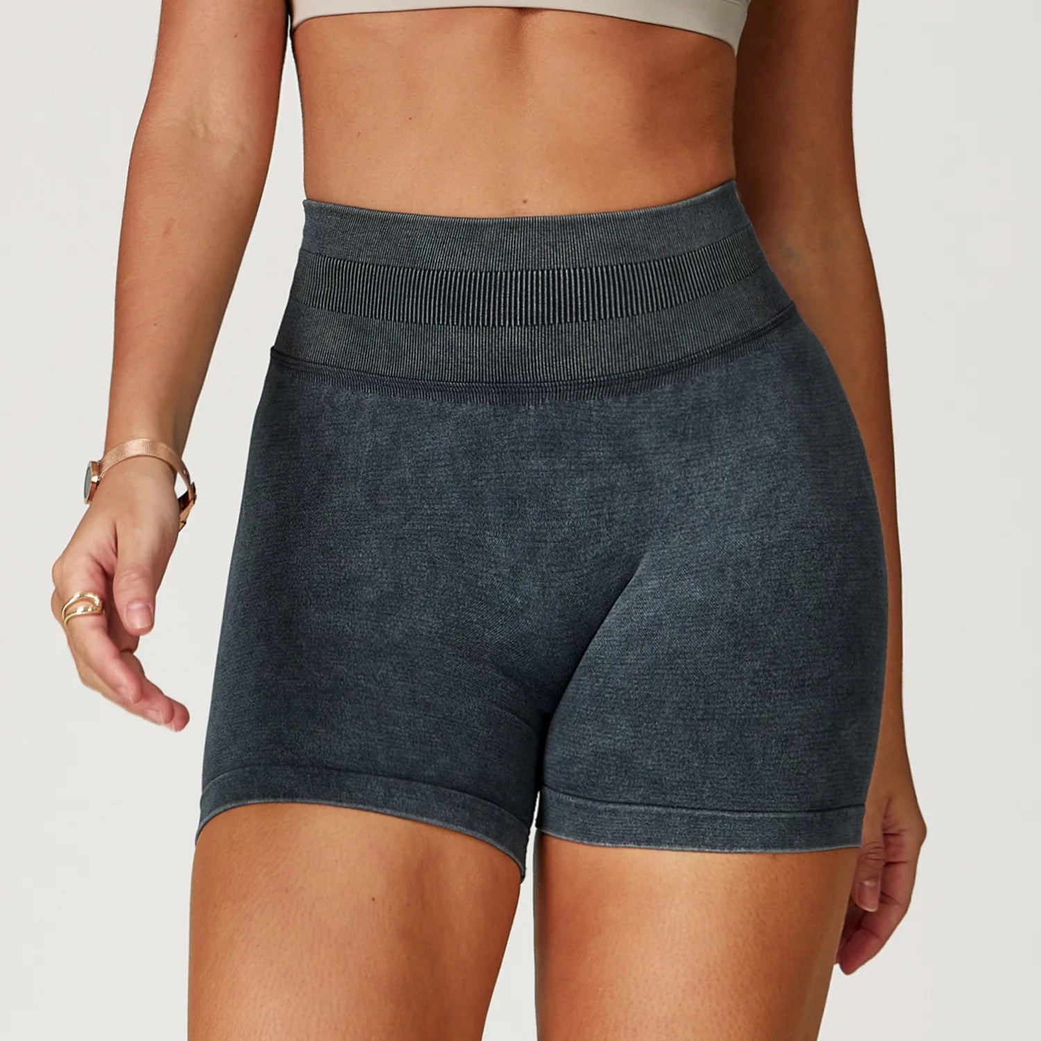 Short de yoga taille haute pour femme, délavé au sable, short de sport, short de fitness, short de course à pied, short de gym, short galbant