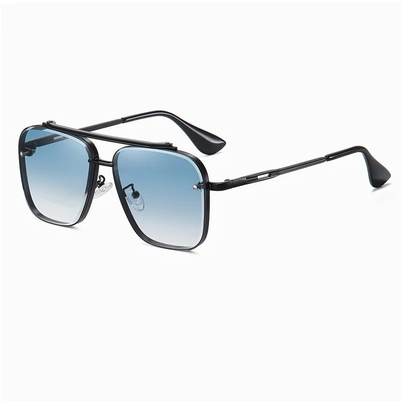 Nouvelles Lunettes de Soleil Dégradées pour Hommes, Monture Métallique Tendance, Grande Taille, Design de Marque, Luxe, Lunettes de Soleil Homme