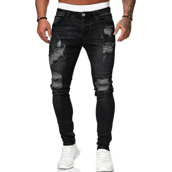 Men's Stretch Straight Leg Jeans – Casual Streetwear Denim for All Seasons
