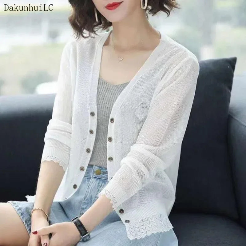 New 2026  Summer Cardigan Women Hollow Out Shawl Knitted Sweater Female Cardigans Women Thin Jacket Coat Ladies Tops