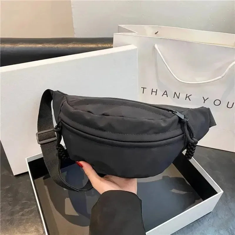 Chest Banana Bag for Women Sling Crossbody Waist Pack Canvas Running Waist Bag Casual Fanny Packs Sport Half Moon Belt Bag
