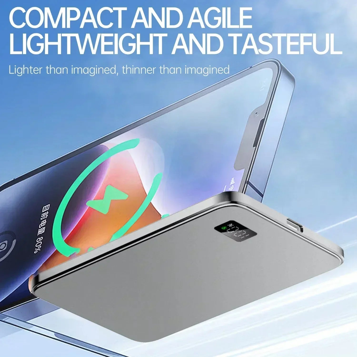 For IPHONE Ultra-thin 500000mAh Mobile Power Bank MagSafe Magnetic Wireless Fast Charging Portable Electronic Display For iPhone