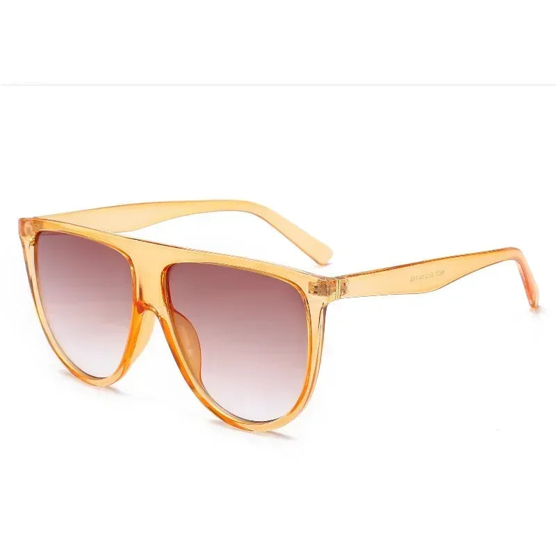 Lunettes de soleil oversize rétro pour femmes 2026 Marque Lunette Soleil Femme Grande monture à dessus plat Lunettes de créateur Teintes vintage