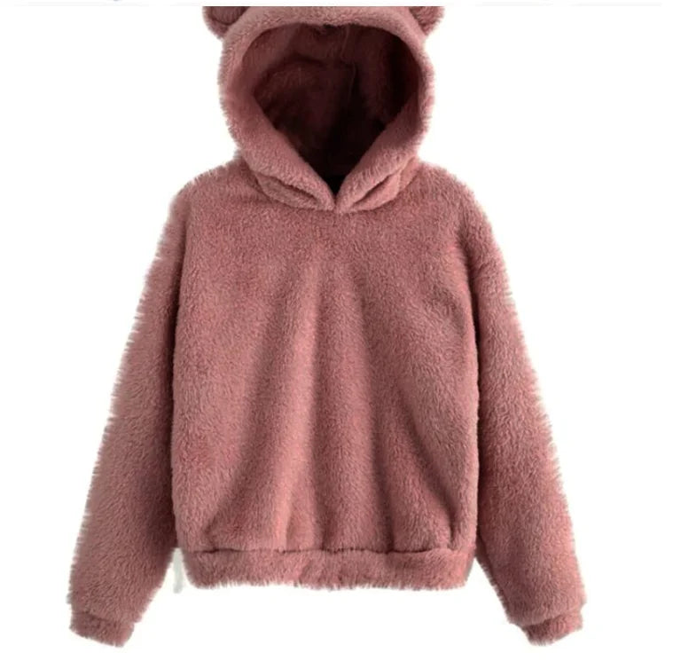 Hoodie Femme Oreilles Lapin Peluche - Sweat Chaud Mignon Casual