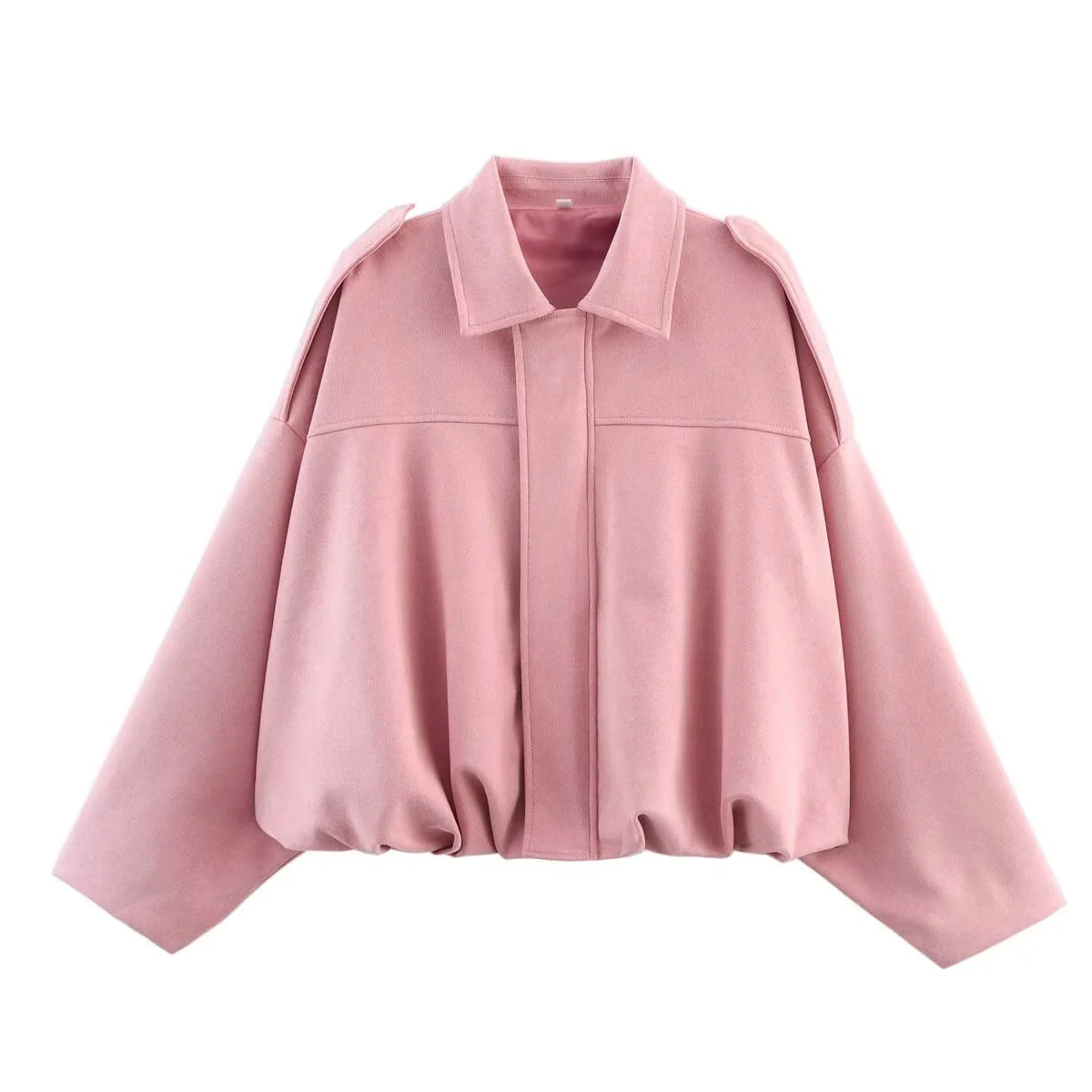 Women's Bomber Jacket – Suede Zip-Up Long Sleeves with Pockets | Streetwear Style