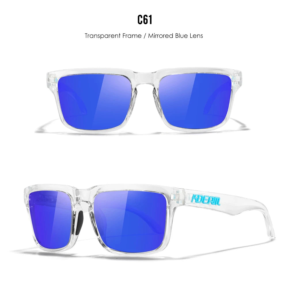 KDEAM Polarized Square Sunglasses — Colorful Lens + Hard Case
