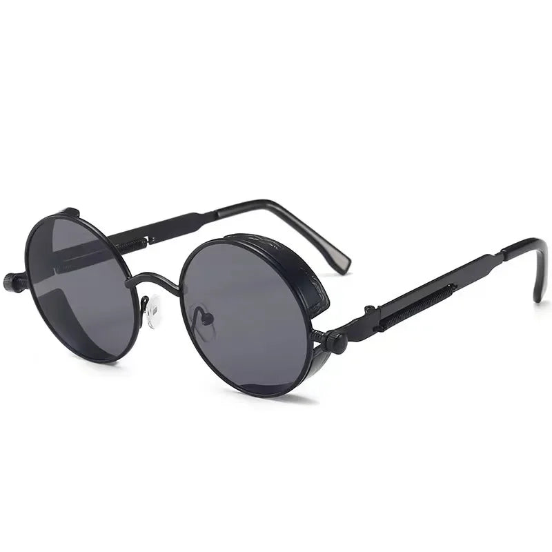 Lunettes de soleil steampunk classiques hommes femmes rétro gothique rond lunettes de soleil pour hommes mode punk fête conduite lunettes de soleil