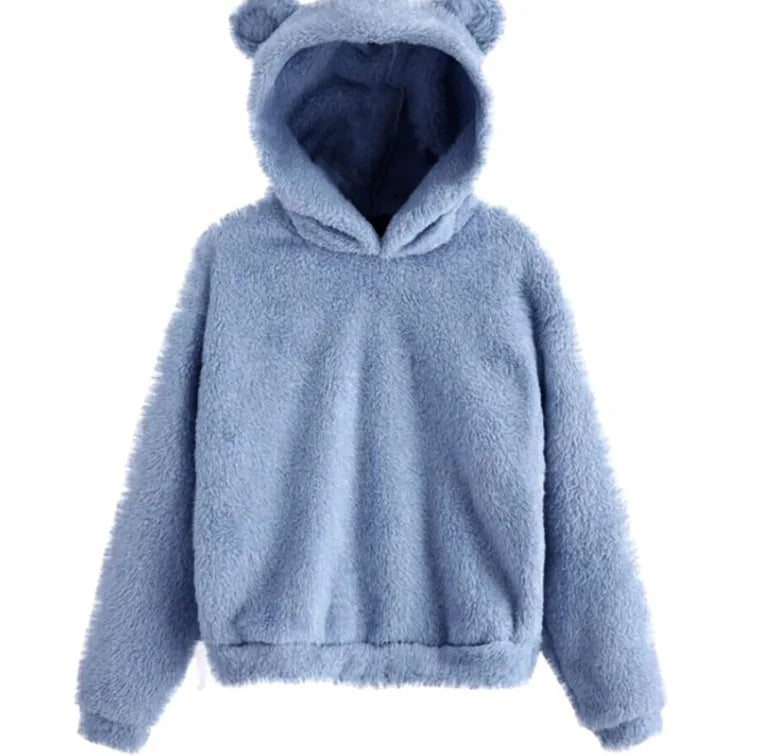 Hoodie Femme Oreilles Lapin Peluche - Sweat Chaud Mignon Casual