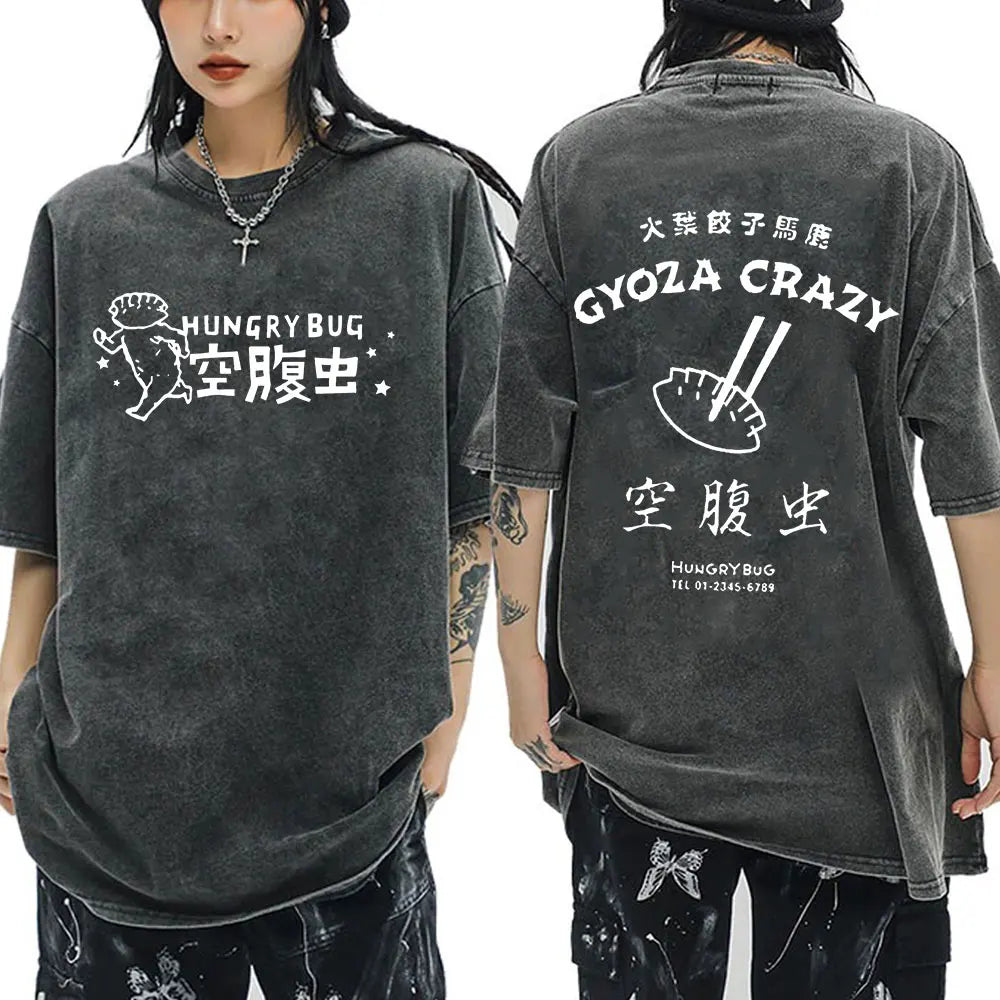 2026 Japanese Anime Dorohedoro Kaiman Vintage Washed T-shirt Men Women Cool Manga Graphic T-shirts Gothic Horror Tee Shirt